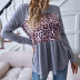 new round neck print stitching pleated long-sleeved t-shirt Nihaostyles wholesale clothing vendor NSDF76451
