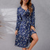 floral printing waist V-neck dress Nihaostyles wholesale clothing vendor NSCX76458