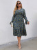 Plus size long-sleeved V-neck print dress Nihaostyles wholesale clothing vendor NSCX76463