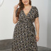 plus size v-neck short-sleeved lace-up dress Nihaostyles wholesale clothing vendor NSCX76466