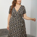 plus size v-neck short-sleeved lace-up dress Nihaostyles wholesale clothing vendor NSCX76466