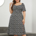 plus size square collar waist split long dress Nihaostyles wholesale clothing vendor NSCX76467