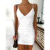 solid color sling sexy halter strap fold dress Nihaostyles wholesale clothing vendor NSYI76469