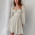 retro floral puff sleeves fold lace dress Nihaostyles wholesale clothing vendor NSMI76479