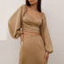 satin puff sleeve short blouse split long skirt two-piece set Nihaostyles wholesale clothing vendor NSMI76481
