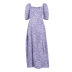square neck puff sleeve floral high slit long dress Nihaostyles wholesale clothing vendor NSMI76484