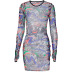 women s mesh camouflage round neck long-sleeved dress nihaostyles clothing wholesale NSLJ76495