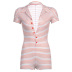women s striped lapel buttoned jumpsuit nihaostyles clothing wholesale NSRUI76541