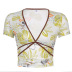 women s V-neck printing short T-shirt nihaostyles clothing wholesale NSRUI76544