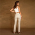 Solid Color Pu Leather Hip-Up High-Waist Pants NSFD76549