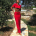 single-breasted cardigan shirt high-waist split long skirt set Nihaostyles wholesale clothing vendor NSFD76554