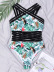 leaf print halter one-piece swimsuit Nihaostyles wholesale clothing vendor NSDYS76572