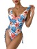 Multicolor Print Backless Elastic Drawstring Double Shoulder Strap One-Piece Swimsuit NSDYS76575