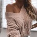 women s twist V-neck pullover long-sleeved sweater nihaostyles clothing wholesale NSBY76597
