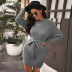 women s mid-length solid color half high collar dress nihaostyles clothing wholesale NSBY76601