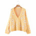 women s V-neck long-sleeved flower cardigan nihaostyles clothing wholesale NSBY76612