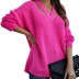 solid color loose V-neck pullover sweater nihaostyles clothing wholesale NSBY76614