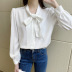 Bow Long-Sleeved Lace Chiffon Shirt NSFYF76637