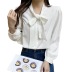 Bow Long-Sleeved Lace Chiffon Shirt NSFYF76637
