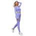 women s solid color seamless knitted long-sleeved top trousers two-piece yoga suit nihaostyles clothing wholesale NSOUX76690