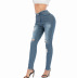 women s mid-waist cotton elastic hole jeans nihaostyles clothing wholesale NSJY76710