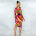women s Printed V-neck Tie Rope Dress nihaostyles clothing wholesale NSYNS76746