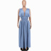 women s pure color V-neck ice silk dress nihaostyles clothing wholesale NSXHX76762