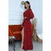 women s Printed Slit V-neck Long Sleeve Dress nihaostyles clothing wholesale NSXHX76779