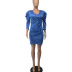 women s V-neck puff sleeve slim dress nihaostyles clothing wholesale NSXHX76809