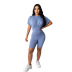 women s round neck T-shirt and shorts two-piece suit nihaostyles clothing wholesale NSXHX76812