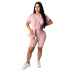 women s round neck T-shirt and shorts two-piece suit nihaostyles clothing wholesale NSXHX76812