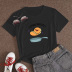 Cartoon creative stir-fried potatoes printing casual short-sleeved T-shirt nihaostyles clothing wholesale NSYAY76936
