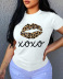Camiseta estampada con cuello redondo para mujer de labios de leopardo vendedor al por mayor de ropa Nihaostyles NSXPF71659
