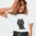 small black cat printed T-shirt wholesale Nihaostyles clothing vendor NSXPF71710