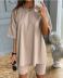 solid color loose T-shirt two-piece set wholesale Nihaostyles clothing vendor NSHML71808