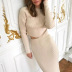 Casual Slim Irregular Solid Color Knitted Top Skirt Two-piece Set wholesale Nihaostyles clothing vendor NSHML71812