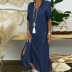 women s clothing pure color plus size V-neck denim dress nihaostyles clothing wholesale NSBTY71817