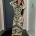 fashion print slim backless long-sleeved dress wholesale clothing vendor Nihaostyles NSXPF71841