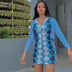 fashion print short-sleeved slim dress wholesale clothing vendor Nihaostyles NSXPF71846