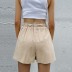 Solid Color Loose Drawstring Cotton Wide Leg Shorts NSYYF71875