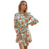 print round neck long sleeves with lace short big swing dress wholesale clothing vendor Nihaostyles NSYYF71879