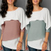 women s color stitching round neck pullover t-shirt nihaostyles clothing wholesale NSSA71894