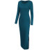 vestido de manga larga de color sólido para mujer nihaostyles ropa al por mayor NSSA71905