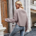 women s Pure color loose V-neck long-sleeved top nihaostyles clothing wholesale NSLM71981