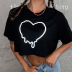 Reflective Love Print Loose Short Sleeve T-Shirt NSGMY71988
