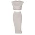 Sleeveless Shoulder Pad Short Tops Slim Skirt Set NSHTL72044