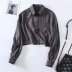 short splicing long-sleeved lapel long-sleeved blouse nihaostyles clothing wholesale NSAM72092