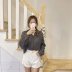 short splicing long-sleeved lapel long-sleeved blouse nihaostyles clothing wholesale NSAM72092