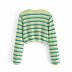 women s striped V-neck contrast color knitted sweater nihaostyles clothing wholesale NSAM72128
