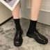 thick-soled black retro patent leather shoes Nihaostyles wholesale clothing vendor NSCA72152